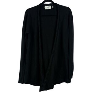 Michael Stars Extra Fine Wool Cashmere Blend Comfy Black Open Front Cardigan